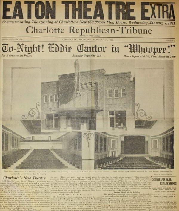 Eaton Theatre - Original Announcement (newer photo)